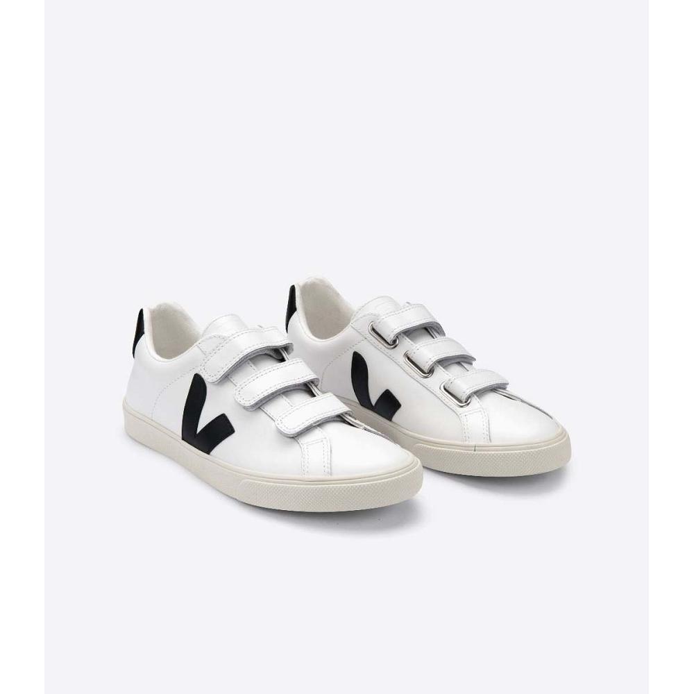 Veja 3-LOCK LEATHER Women's Sneakers White/Black | NZ 610QMA